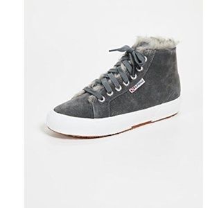 Faux fur lined superga sneakers